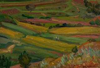 Fields Without Sky — Oil painting, Canvas, 38.00×55.00cm — Theodoros Markellos